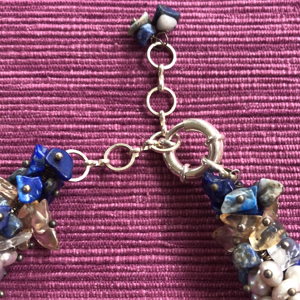 Necklace Chunky Stone & Freshwater Pearl NWOT - Picture 4 of 7